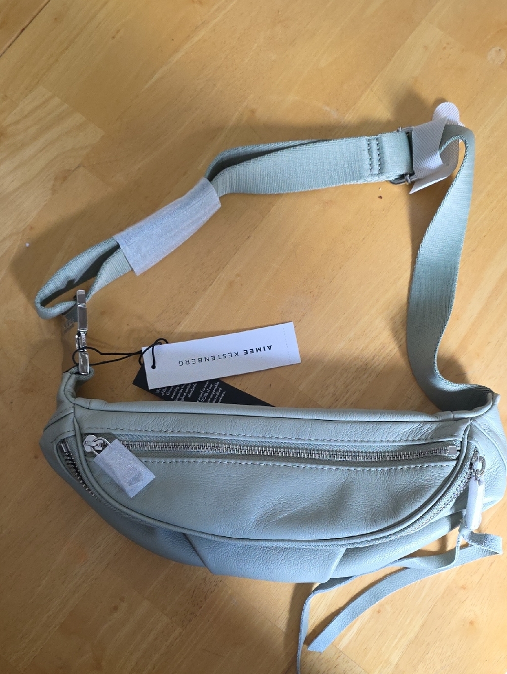 Aimee Kestenberg Beige Leather Belt Bag with Adjustable Strap